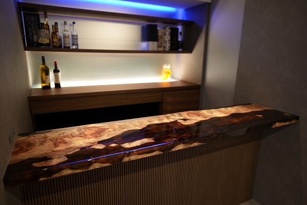 天然木ブビンガのレジンカウンター